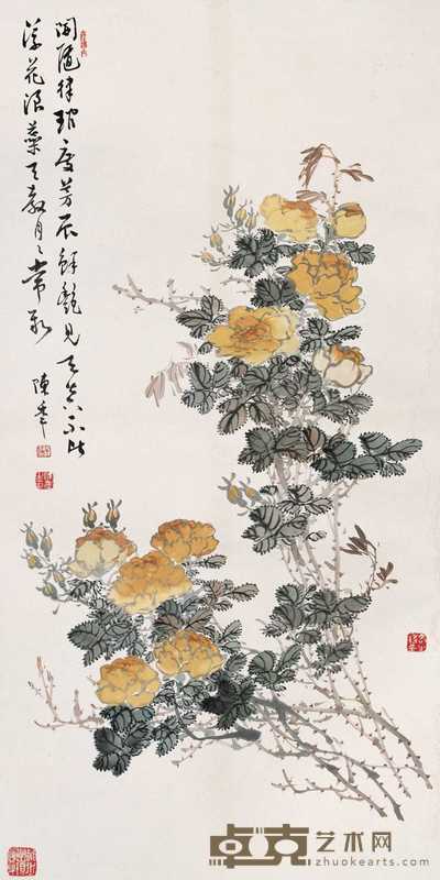 陈半丁 月季 镜心 68.5×34.5cm